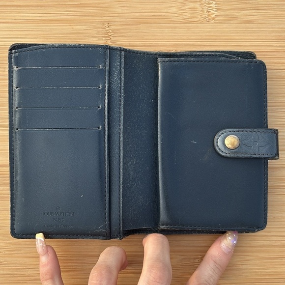 Louis Vuitton Vernis Porte Monnaie Viennois Bifold Kiss Lock Vintage Wallet Blue - Picture 6 of 16